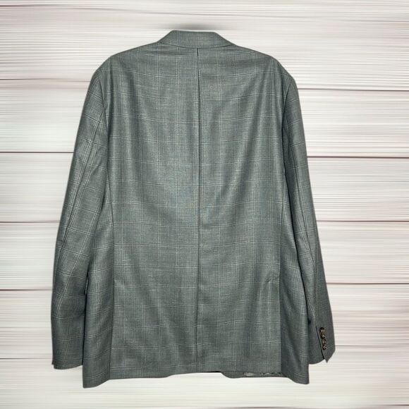 Ralph Lauren Gray Suit Jacket Blazer Gray Plaid Wool Silk Linen Blend 42L - Picture 8 of 16